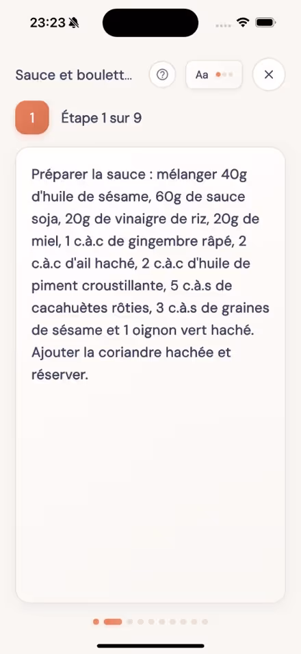 Mode cuisine étape par étape