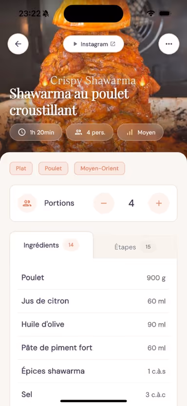 Recette importée et nettoyée