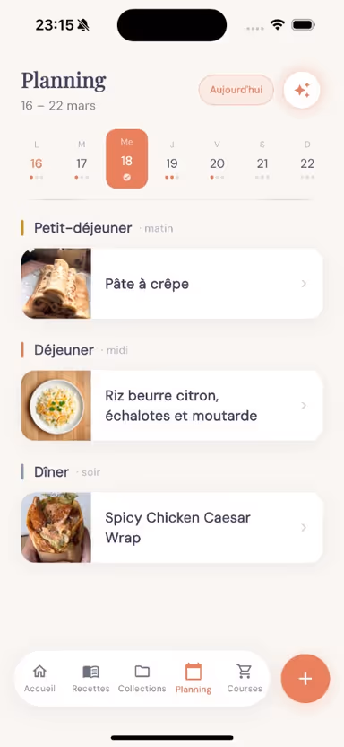 Planning et liste de courses Mimosa